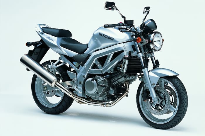 Second generation Suzuki SV650 front right static in studio